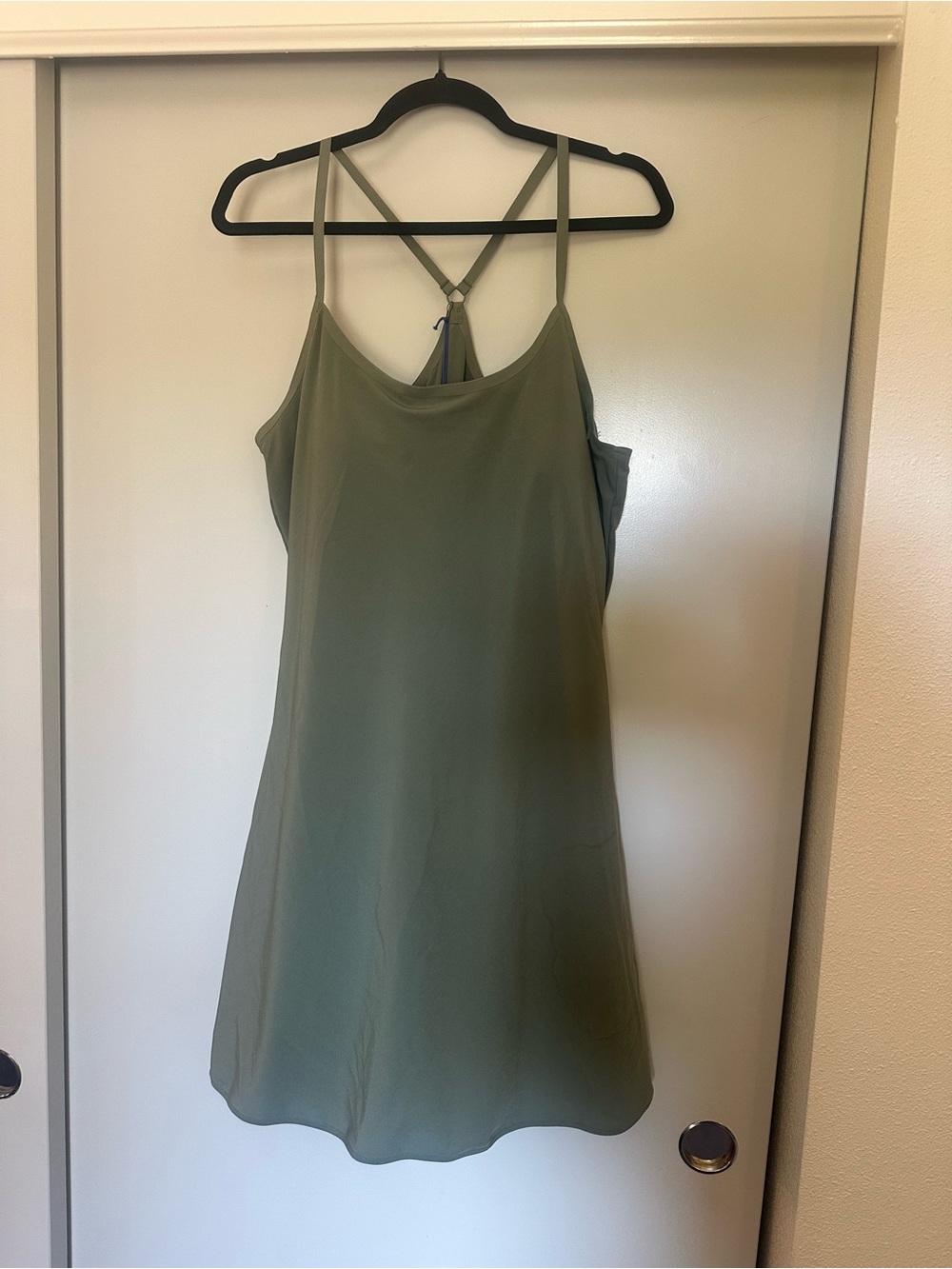 Outdoor Voices Olive Green Strappy Slip Dress